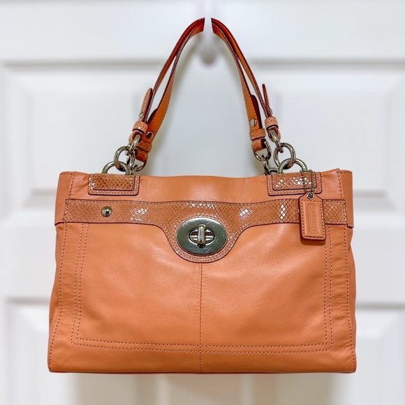 Coach Handbags - Coach Penelope Legacy Satchel Glovetanned Leather Python Embossed Trim